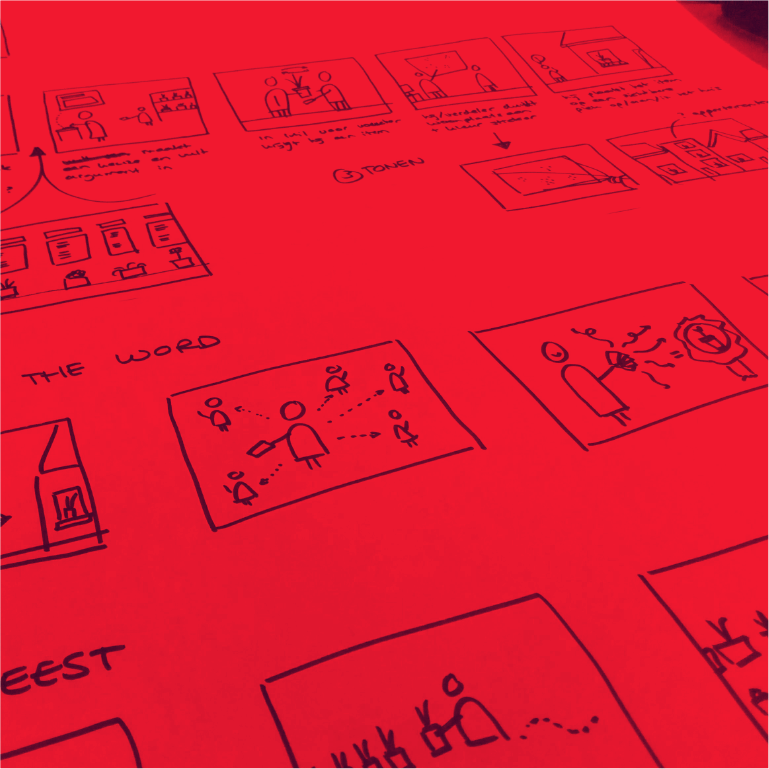 Schetsen gemaakt tijdens een design thinking workshop.